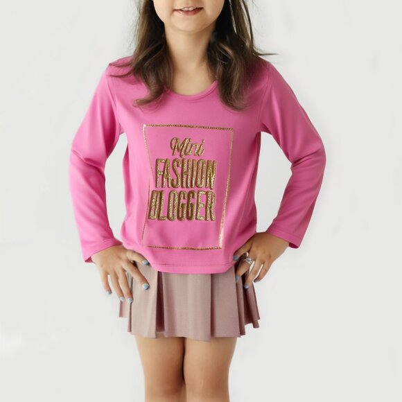 The Children’s Place Girls 2-Pc Set ‘Mini Fashion Blogger’ Pink Tunic Leggings - Picture 2 of 6